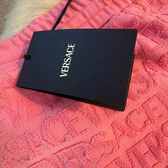 Versace Pink Logo-Terry High Waist Shorts - Picture 5 of 7